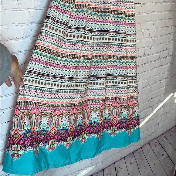 Girls Dress turquoise Aztec Pattern skirt long - Picture 4 of 15